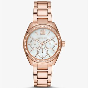 NWT Michael Kors Women Janelle Multifunction Stainless Steel Bracelet Watch 7095